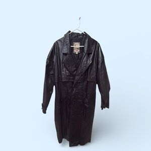 Luciano Black Leather Trench